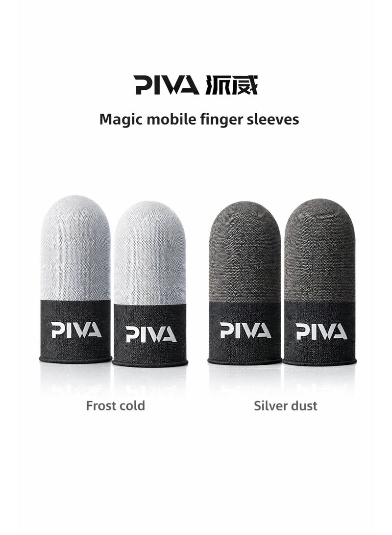 PIVA Mobile Gaming Finger Sleeves – Frost Cold Silver Fiber Touchscreen Finger Cover for PUBG & FPS Games, Anti-Sweat, High Sensitivity, Smooth Control For Redmagic, Iphone, iPad, Samsung, Poco and Mobile Phones (2 Pairs / 4 PCS) - Image 1
